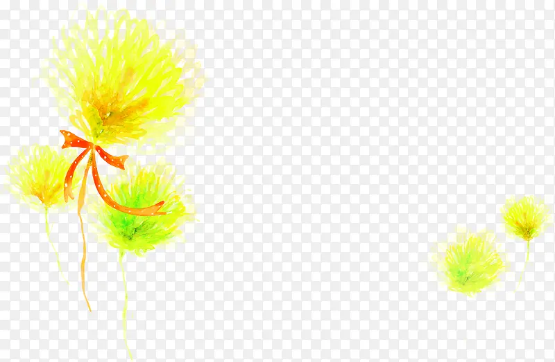黄色创意手绘丝带雏菊