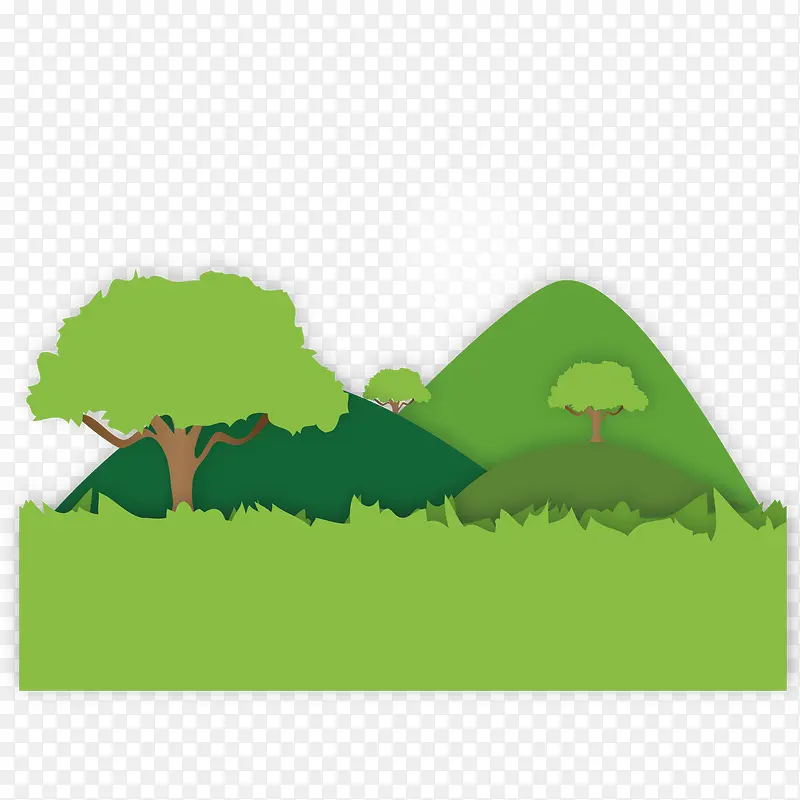 矢量绿色的山和树