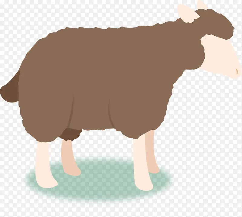 褐色卡通矢量羊动物图