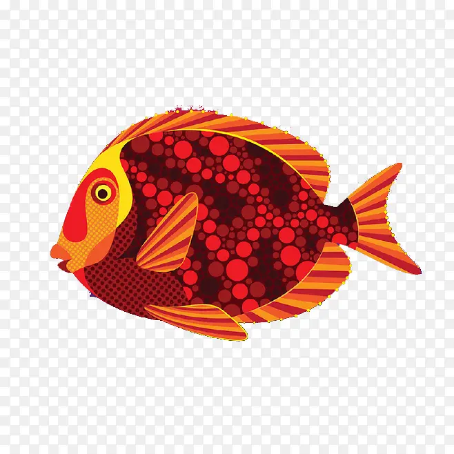 橙色波点鱼插画
