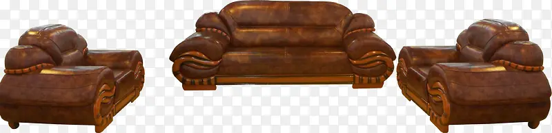现代欧式棕色真皮沙发