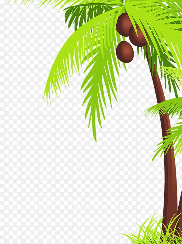 绿色卡通椰子树装饰图案