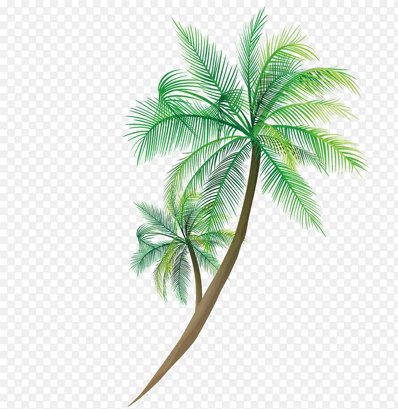 绿色卡通椰子树装饰图案