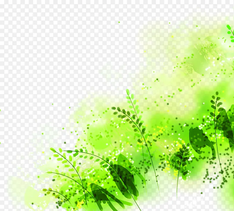 绿色时尚水彩花朵植物