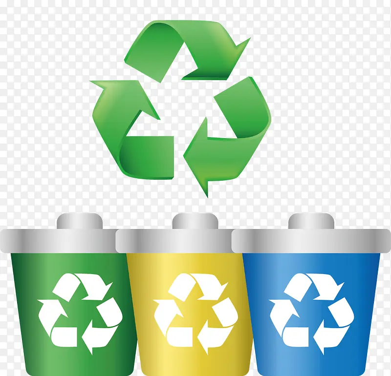 矢量手绘回收环保图标垃圾桶