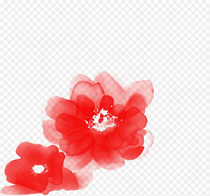 红色水彩唯美花朵设计