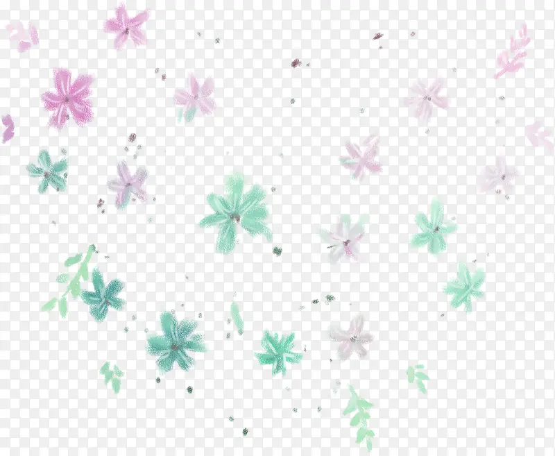 粉绿色文艺水彩花朵