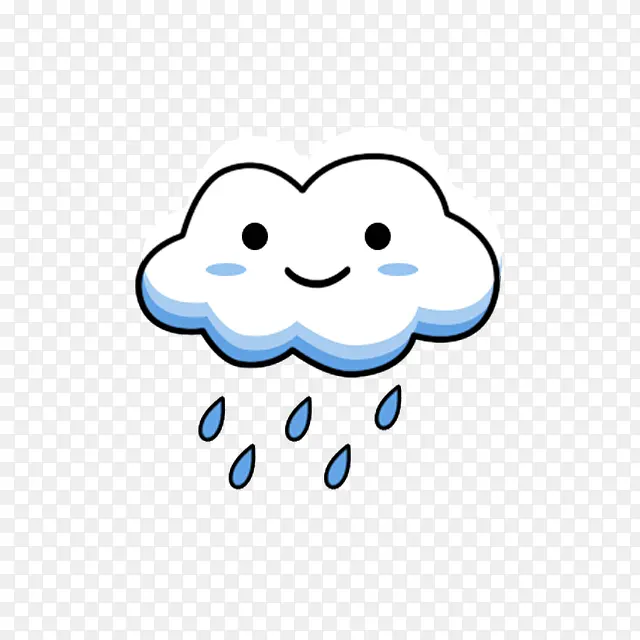 卡通笑脸白色雨云