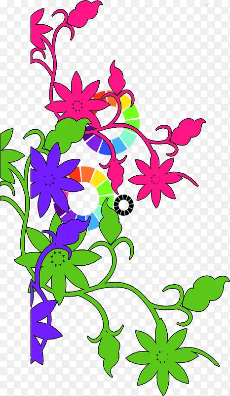 彩色唯美卡通手绘花朵植物