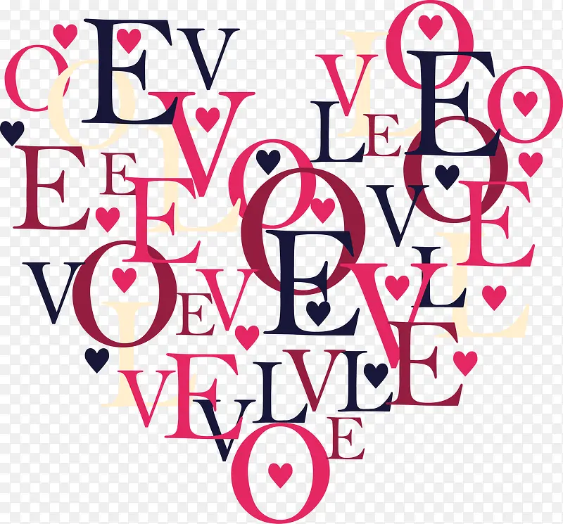 粉色浪漫卡通爱情字母