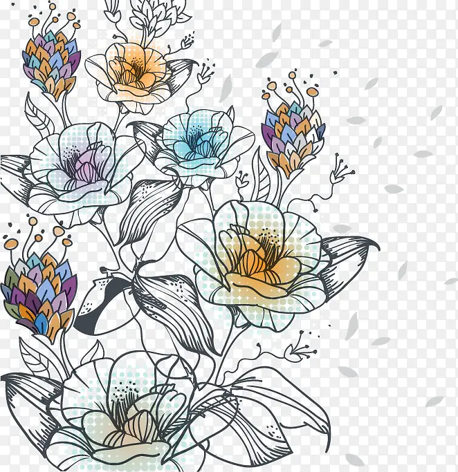 手绘卡通花朵底纹