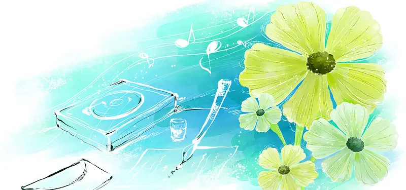 韩国手绘花朵背景