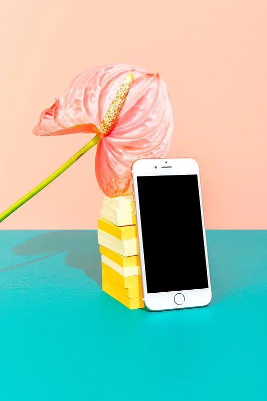 粉色背景上的花朵手机