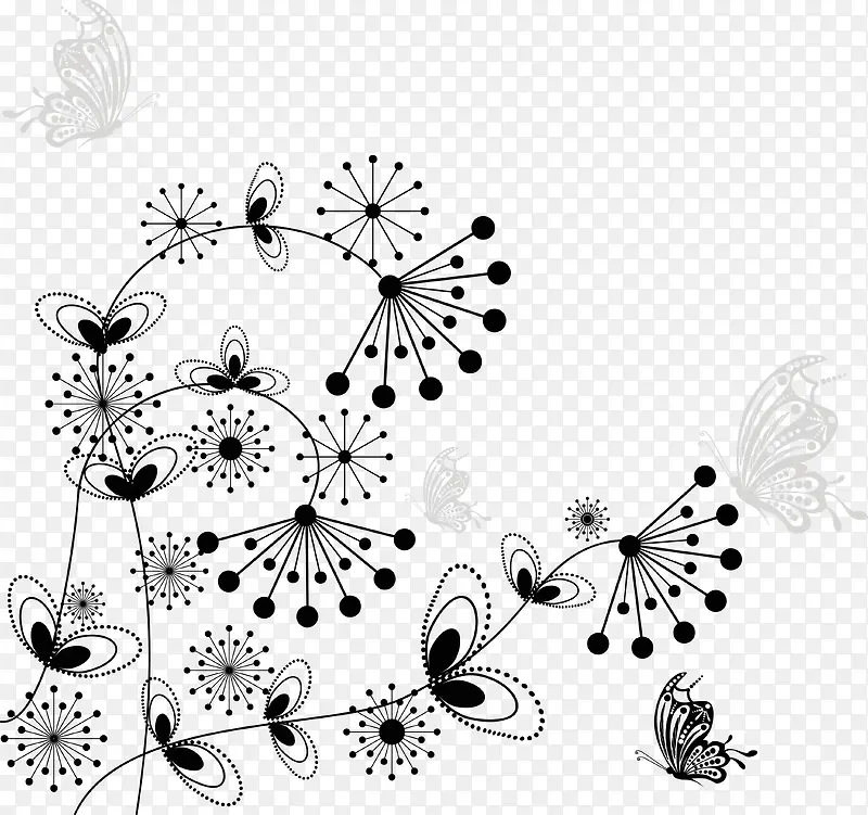 矢量简约花卉图案