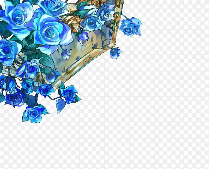 蓝色玫瑰边框