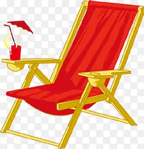 红色沙滩椅水笔画素材