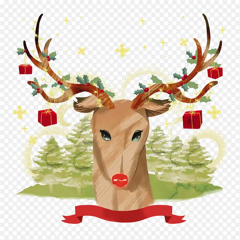 圣诞小鹿手绘装饰