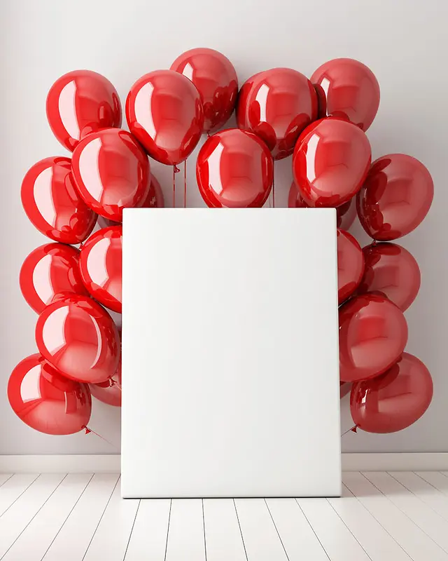 鲜艳大红色气球广告板