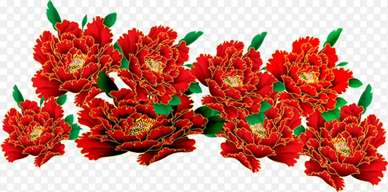 红色创意手绘彩绘红色花卉植物