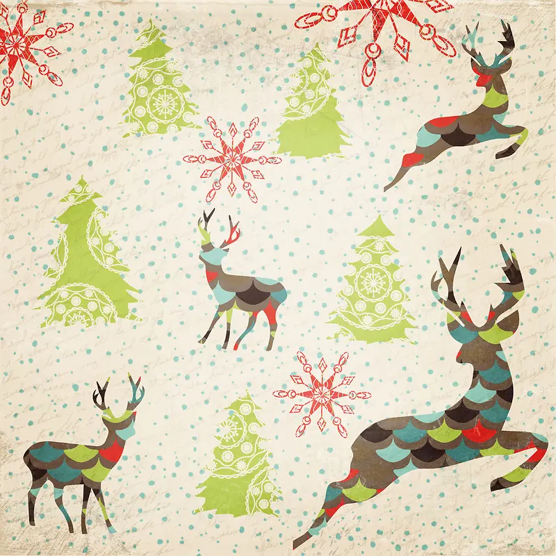 圣诞节雪花圣诞树小鹿底纹背景