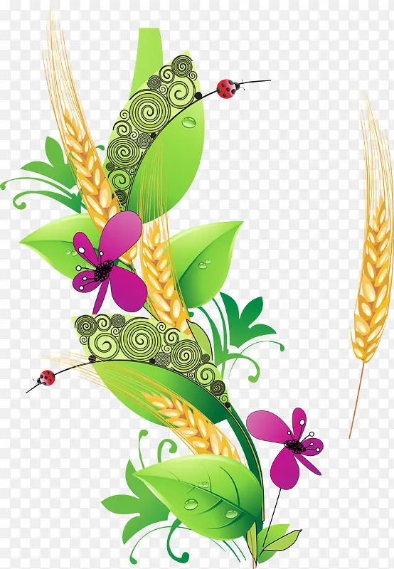 创意麦穗植物装饰矢量图