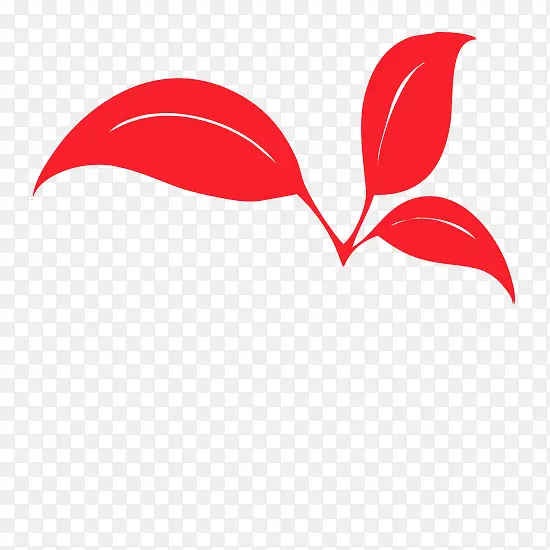 免抠花纹素材 红色三瓣叶子