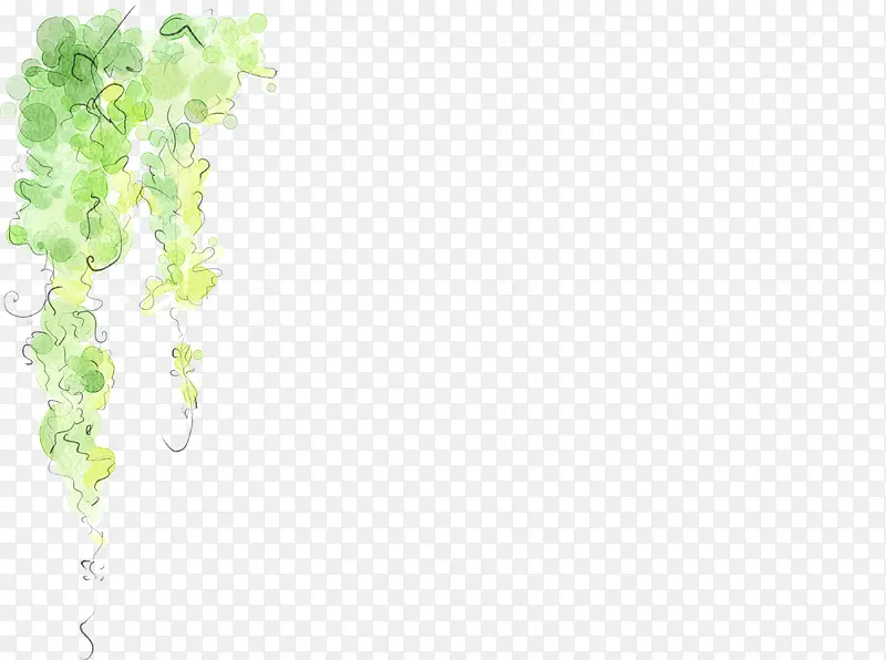 创意水彩绿色的植物花园