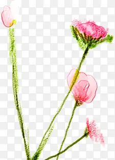 粉色手绘创意植物春日