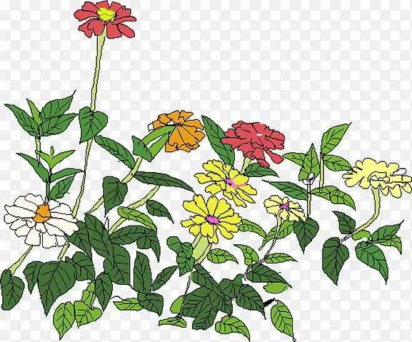 创意手绘合成花卉卡通植物