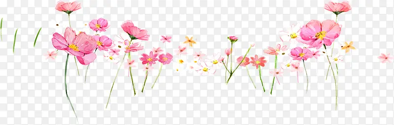 手绘粉色花朵花海