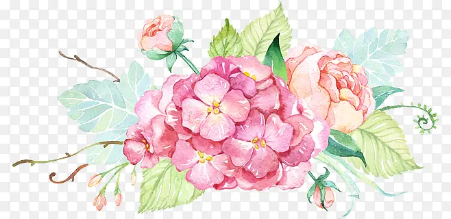 手绘粉色花朵透明