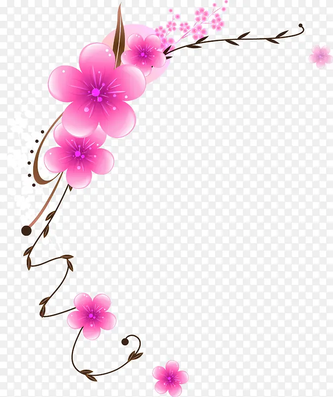 手绘粉色花朵插画