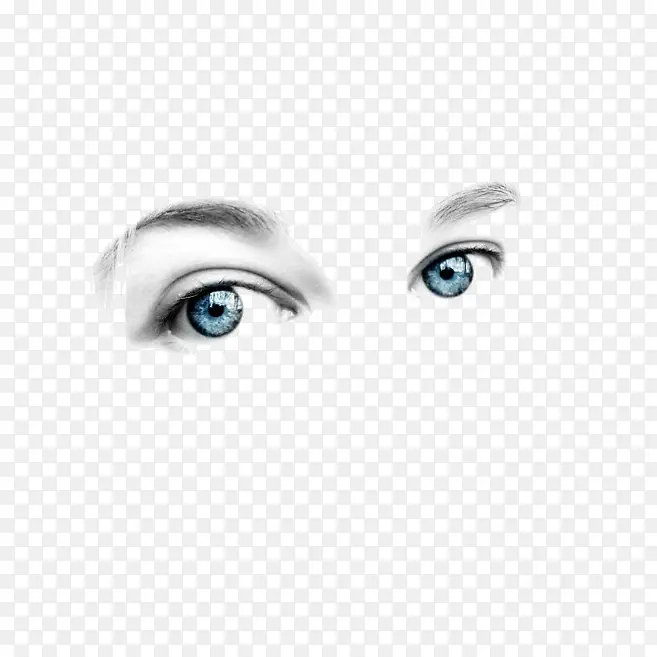 手绘素描蓝色眼睛