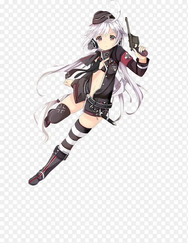 执枪的可爱少女手绘动漫游戏