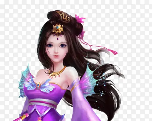 紫衣长发美女