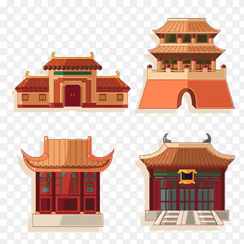 手绘中国风建筑