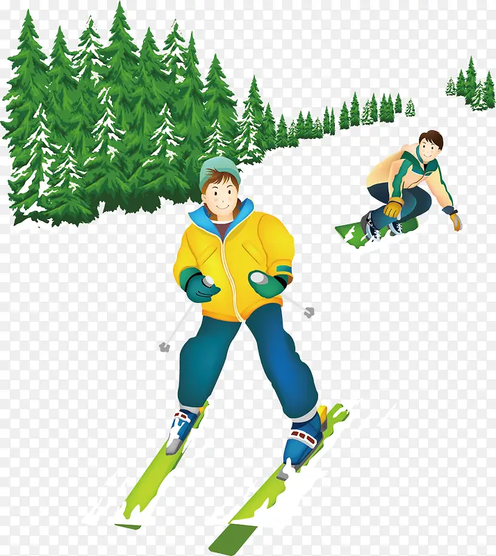 雪地滑冰冬季旅游素材