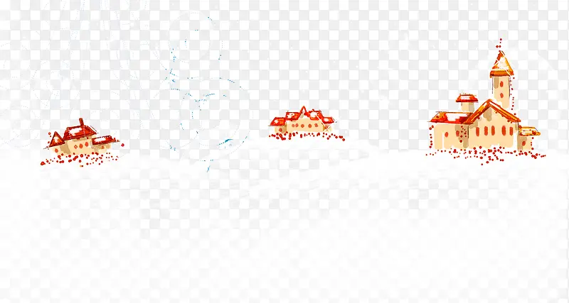 手绘房子和雪地