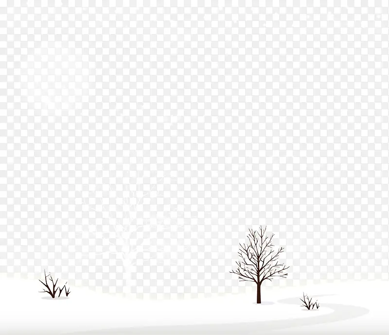 雪地上的两棵树