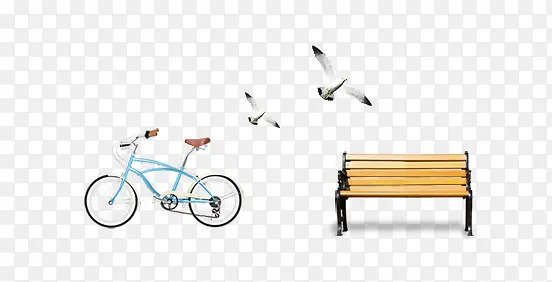 自行车长椅海鸥