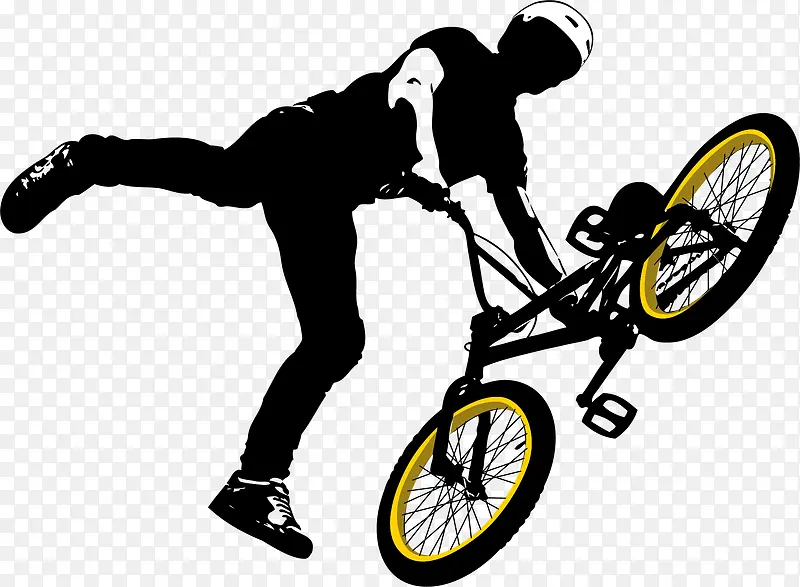 卡通运动剪影自行车