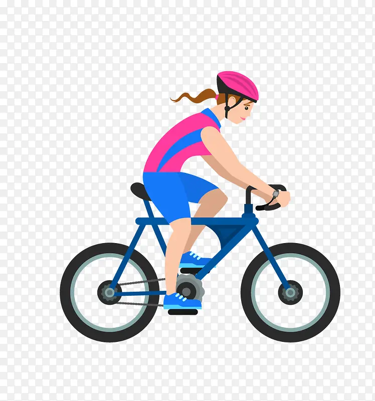 卡通骑自行车的女孩