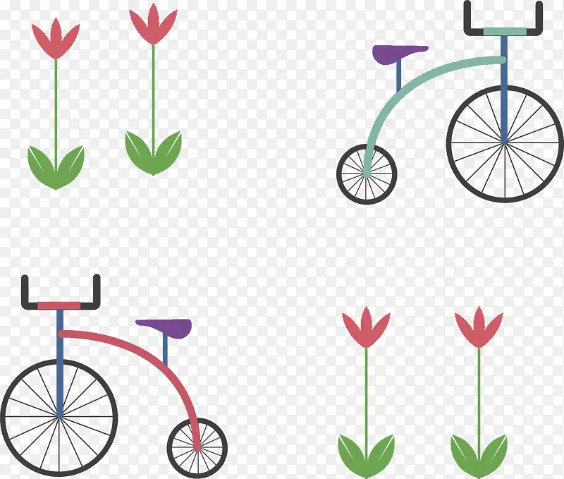 创意扁平卡通小图标自行车