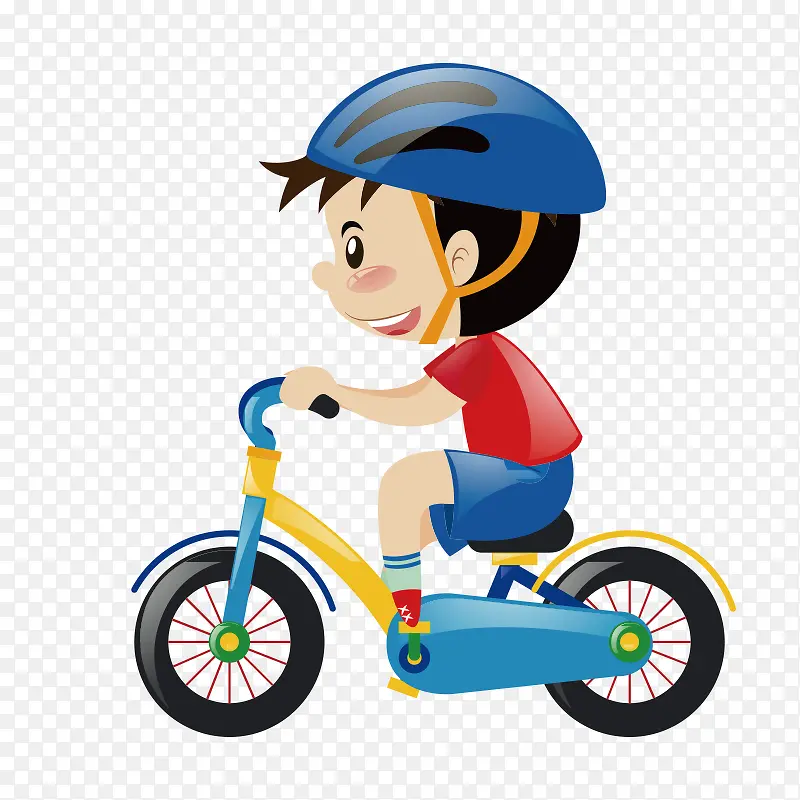 可爱卡通儿童骑自行车