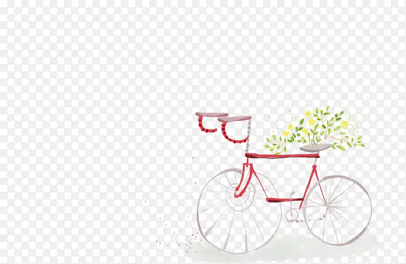 手绘水彩花卉自行车