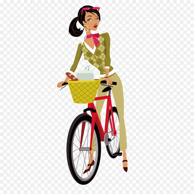 卡通骑自行车女孩