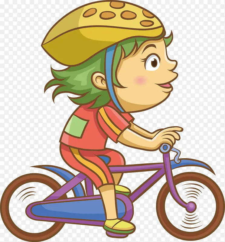 骑自行车的小男生矢量图