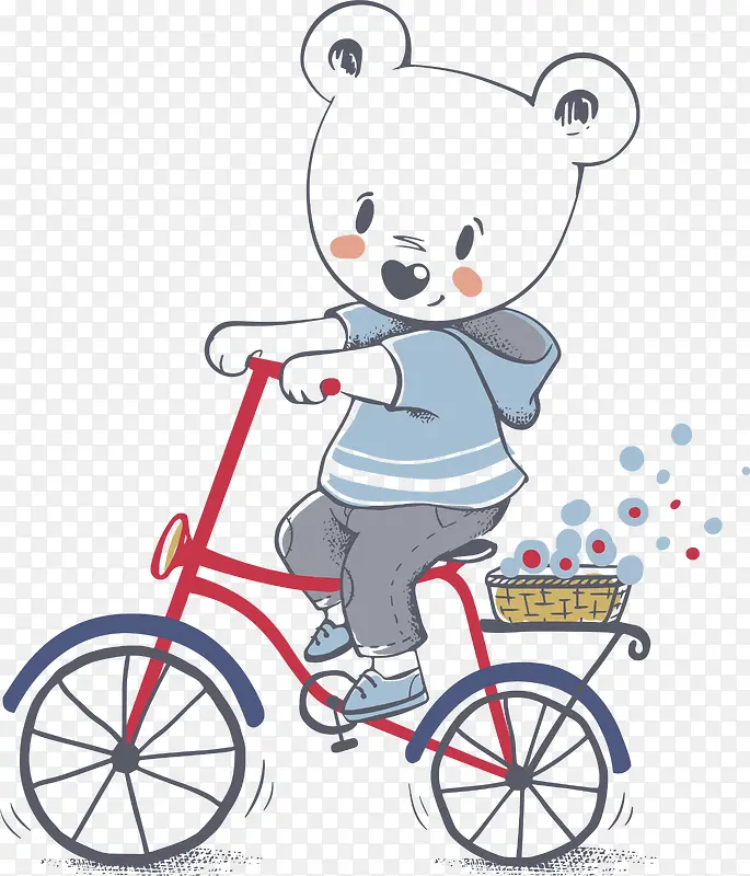 矢量小熊骑自行车