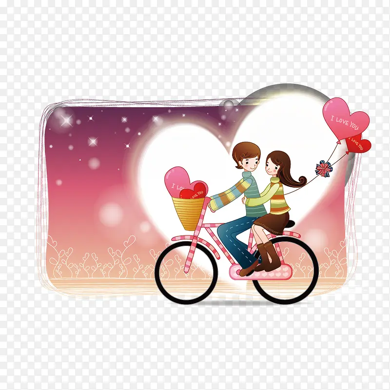 骑自行车的情侣