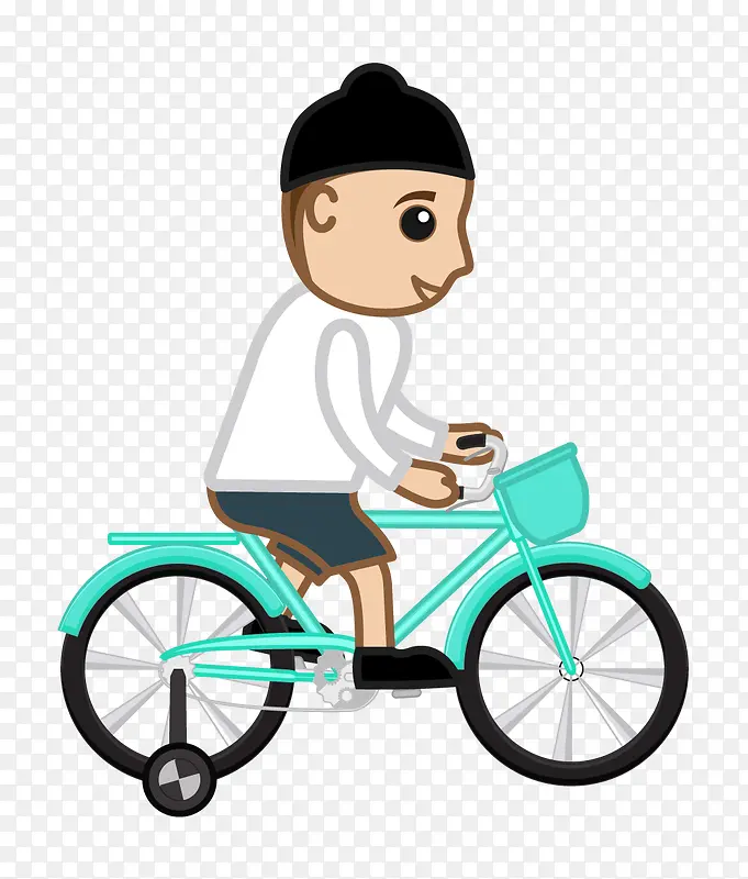 卡通男孩骑自行车